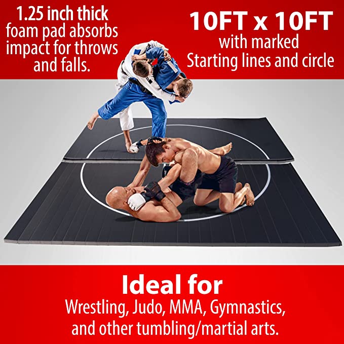 AmyHomie 10' x 10' Wrestling Mat, Thick Wrestling Mats for Home, Judo Mats, Tatami Wrestling Mat