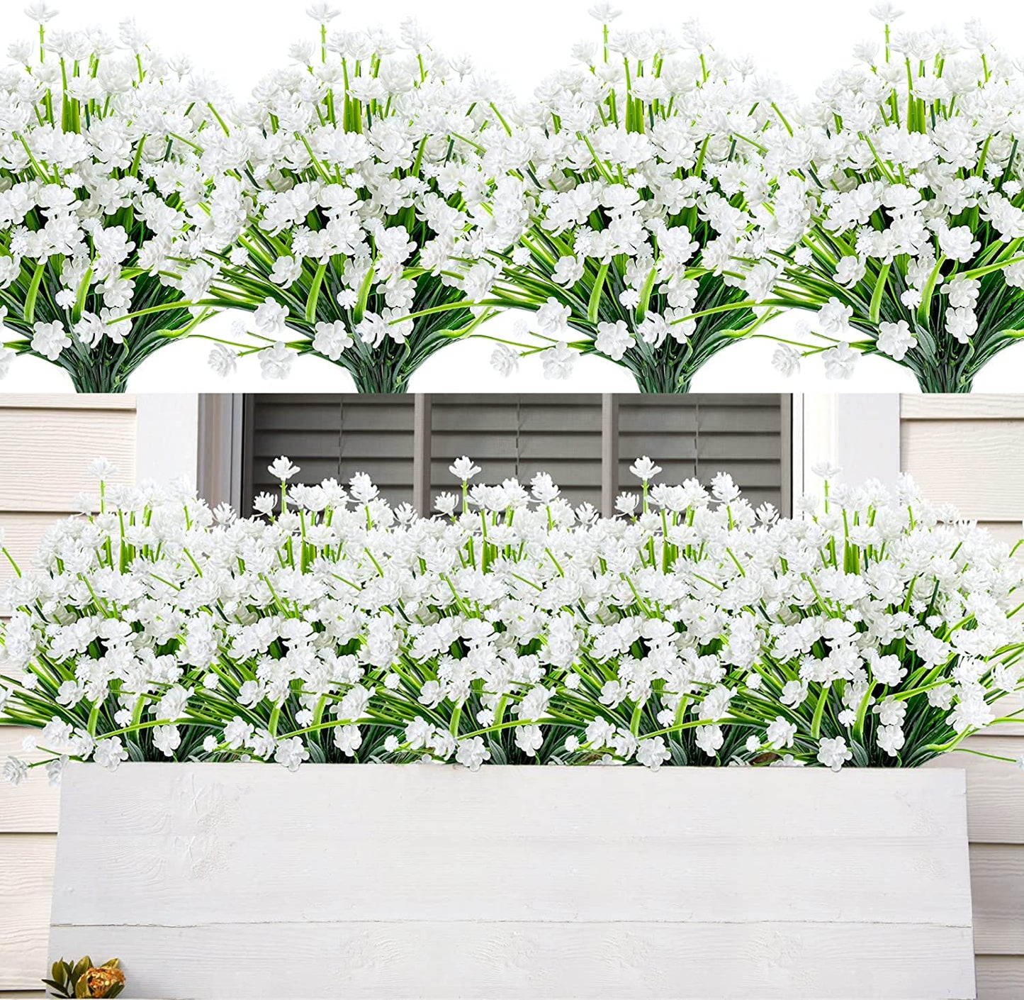 AmyHomie 20 Bundles Artificial Flowers Outdoor UV Resistant Faux Flowers No Fade Fake Plastic Plants Garden Porch Window Box Decorating