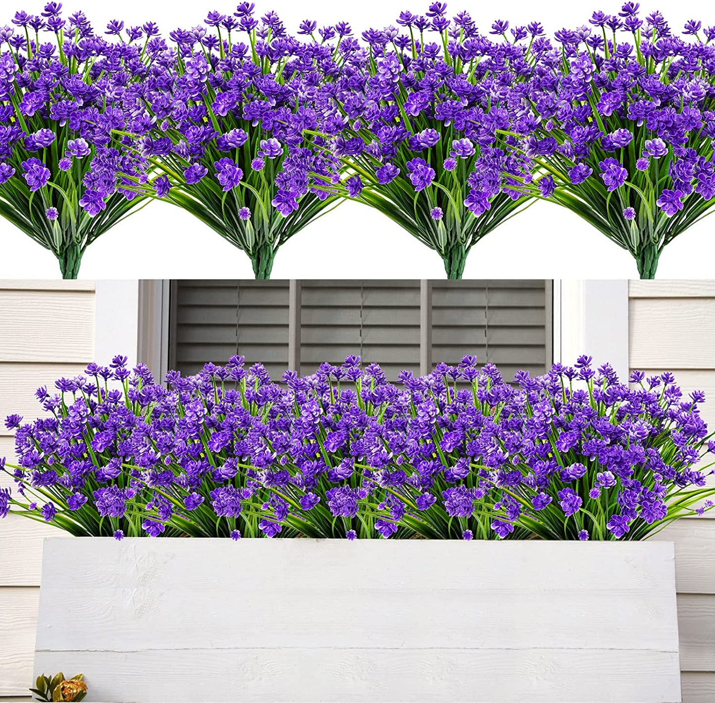 AmyHomie 20 Bundles Artificial Flowers Outdoor UV Resistant Faux Flowers No Fade Fake Plastic Plants Garden Porch Window Box Decorating