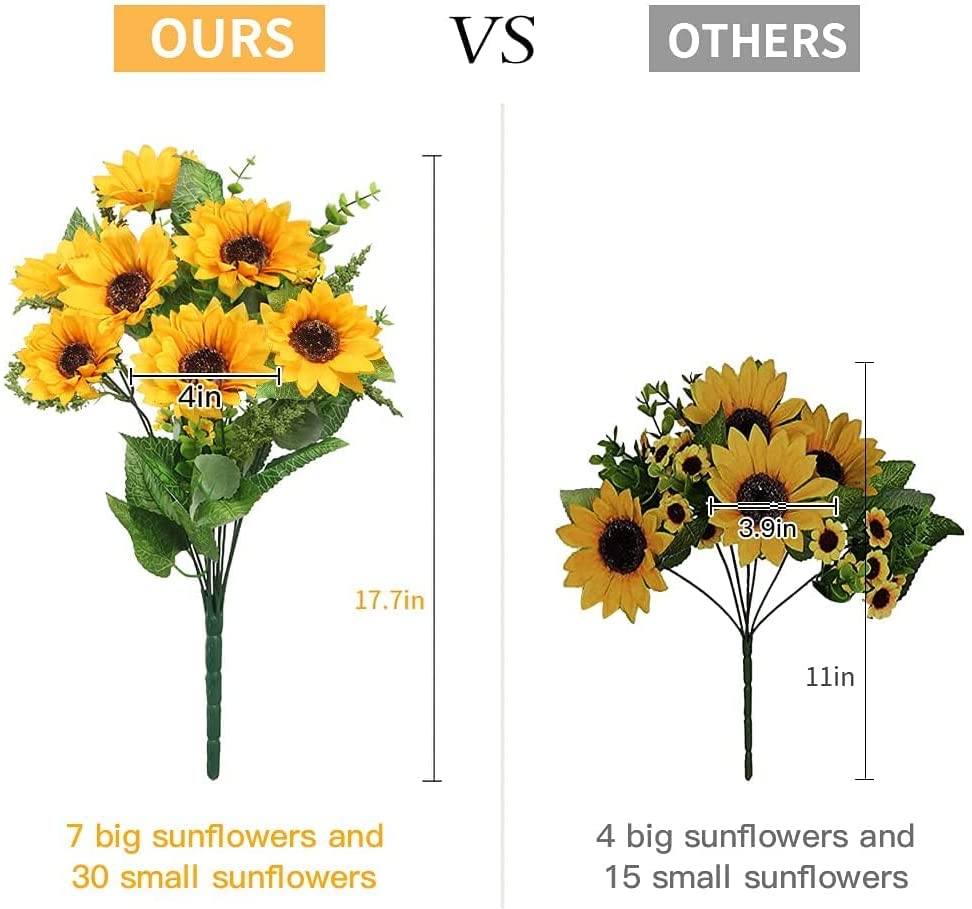 AmyHomie Artificial Flowers, Artificial Sunflower Bouquets, Fake Flowers for Baby Shower Home Decoration Wedding Decor, Bride Holding Flowers,DIY Garden Craft Art Decor