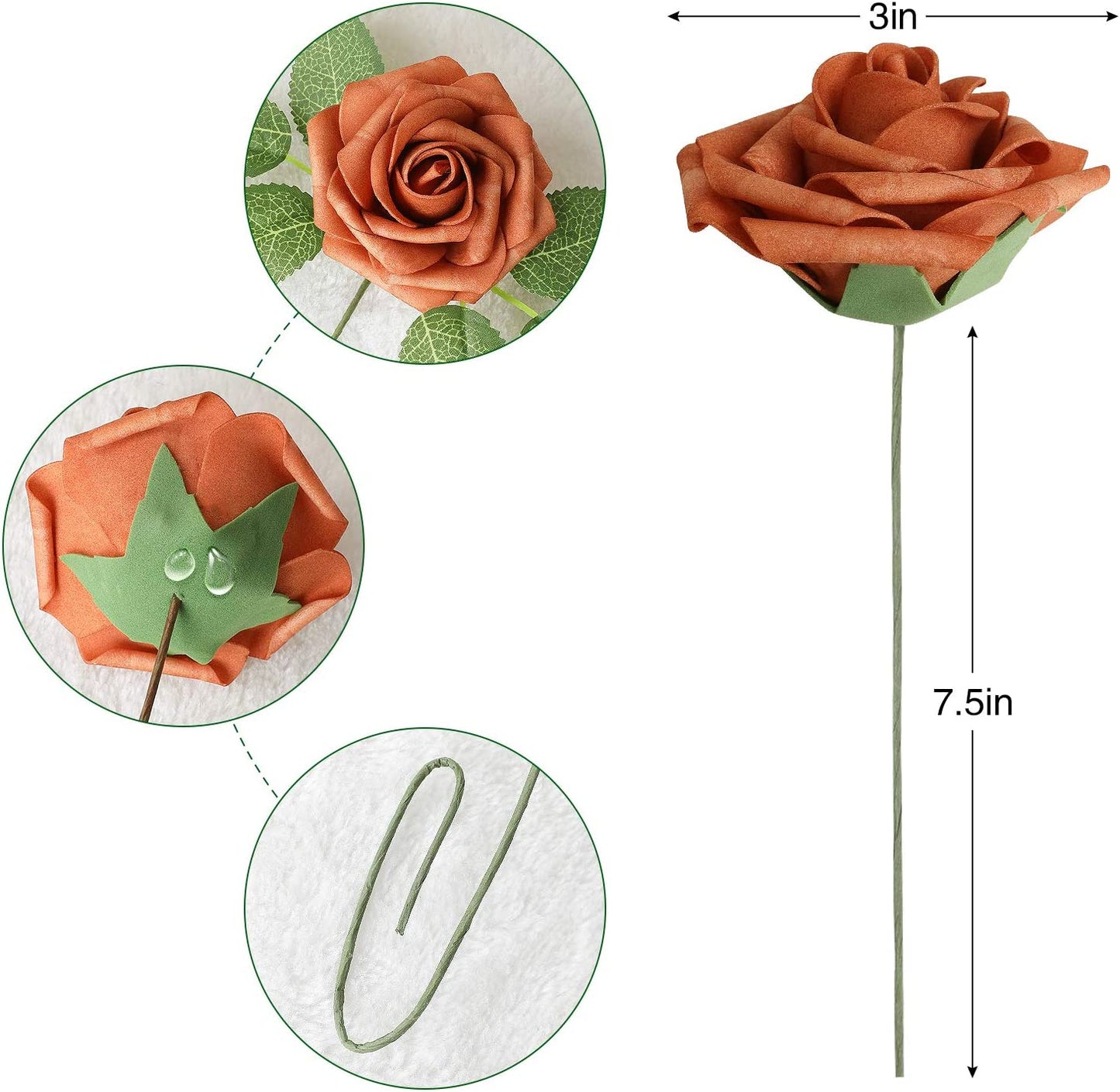 AmyHomie Artificial Flower Blush Pink Rose 25pcs Real Looking Fake Roses w/Stem for DIY Wedding Bouquets Centerpieces Arrangements Party Baby Shower Home Decorations