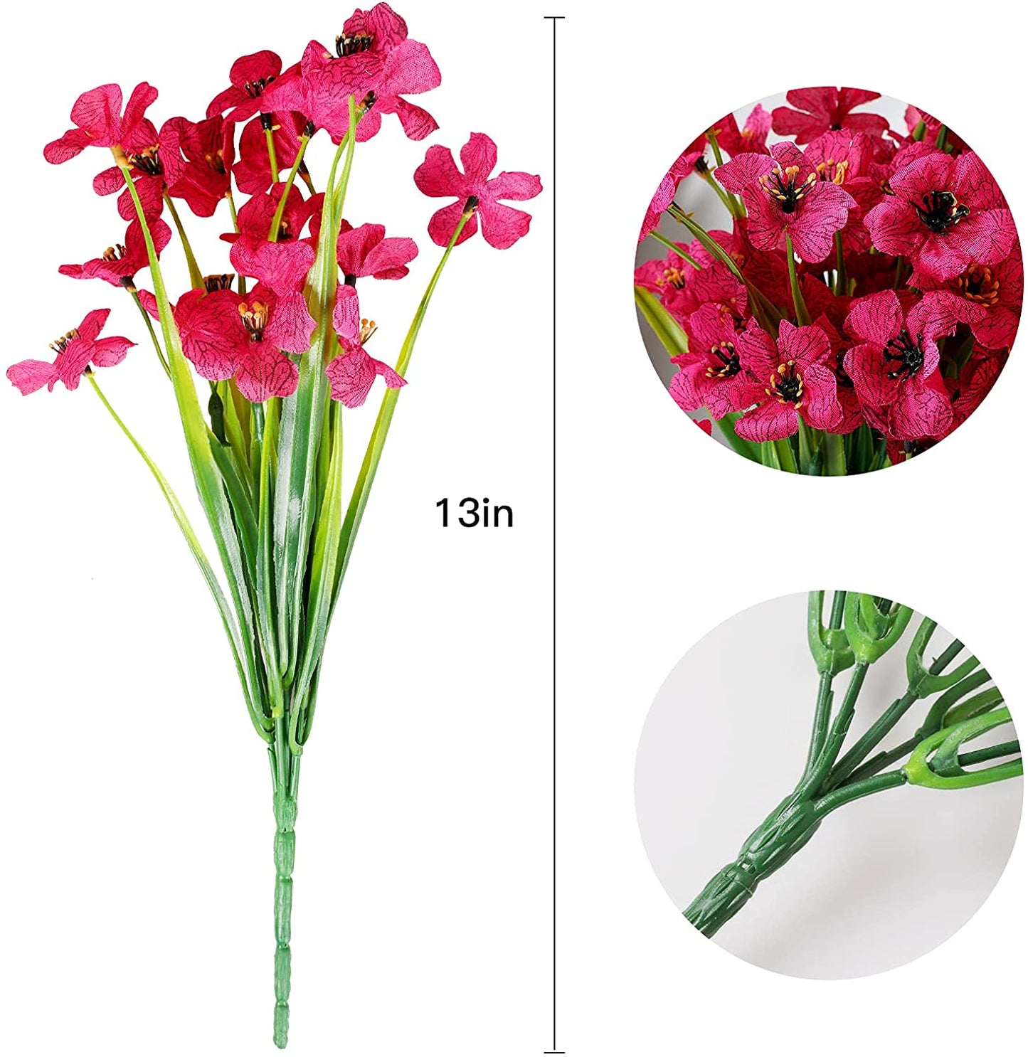 AmyHomie 20 Bundles Artificial Flowers Outdoor UV Resistant Faux Flowers No Fade Fake Plastic Plants Garden Porch Window Box Decorating