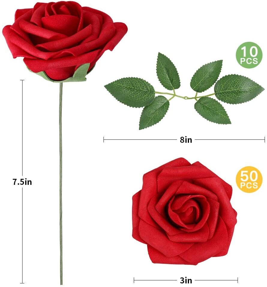 AmyHomie Artificial Flower Blush Pink Rose 25pcs Real Looking Fake Roses w/Stem for DIY Wedding Bouquets Centerpieces Arrangements Party Baby Shower Home Decorations