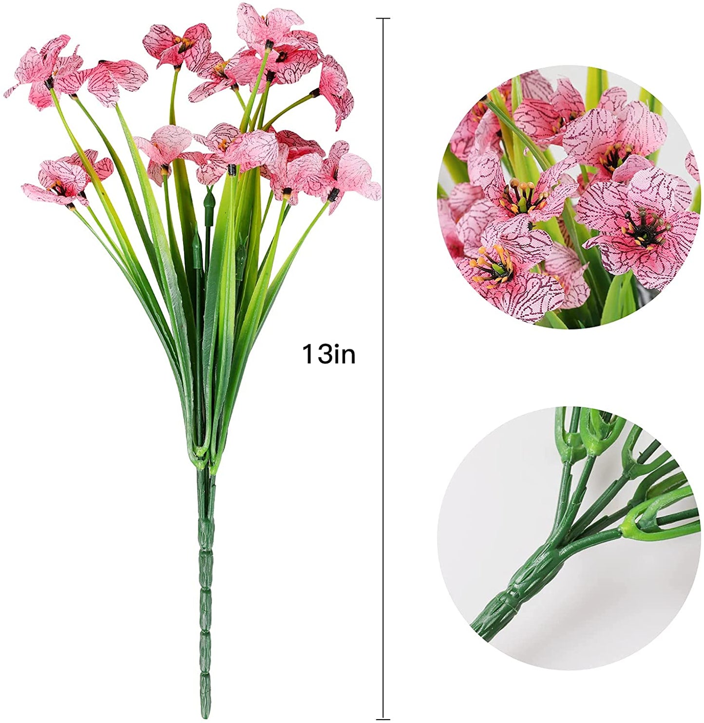 AmyHomie 20 Bundles Artificial Flowers Outdoor UV Resistant Faux Flowers No Fade Fake Plastic Plants Garden Porch Window Box Decorating