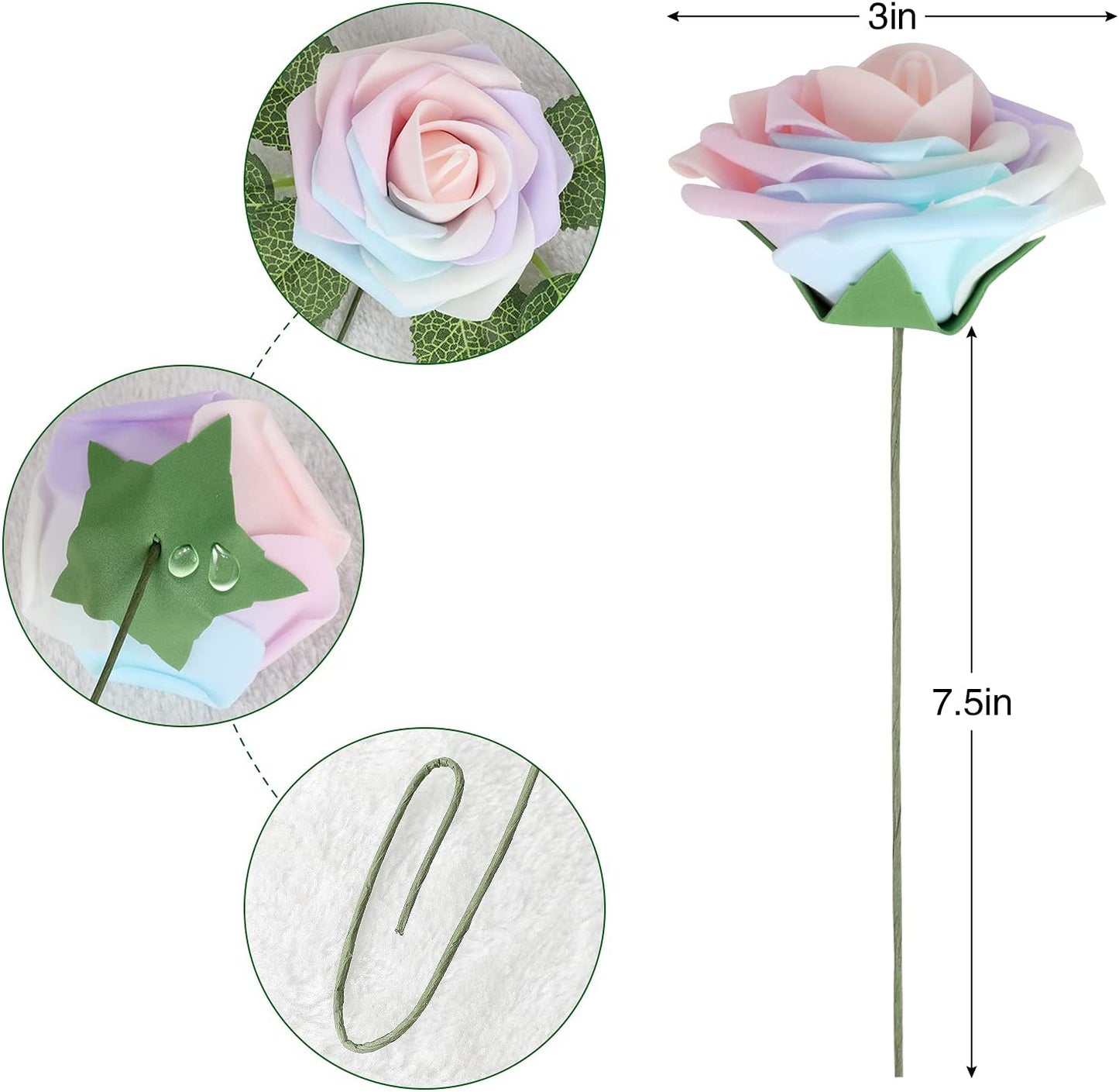 AmyHomie Artificial Flower Blush Pink Rose 25pcs Real Looking Fake Roses w/Stem for DIY Wedding Bouquets Centerpieces Arrangements Party Baby Shower Home Decorations