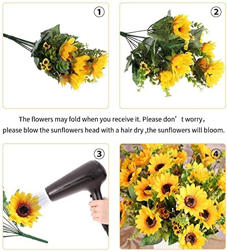 AmyHomie Artificial Flowers, Artificial Sunflower Bouquets, Fake Flowers for Baby Shower Home Decoration Wedding Decor, Bride Holding Flowers,DIY Garden Craft Art Decor