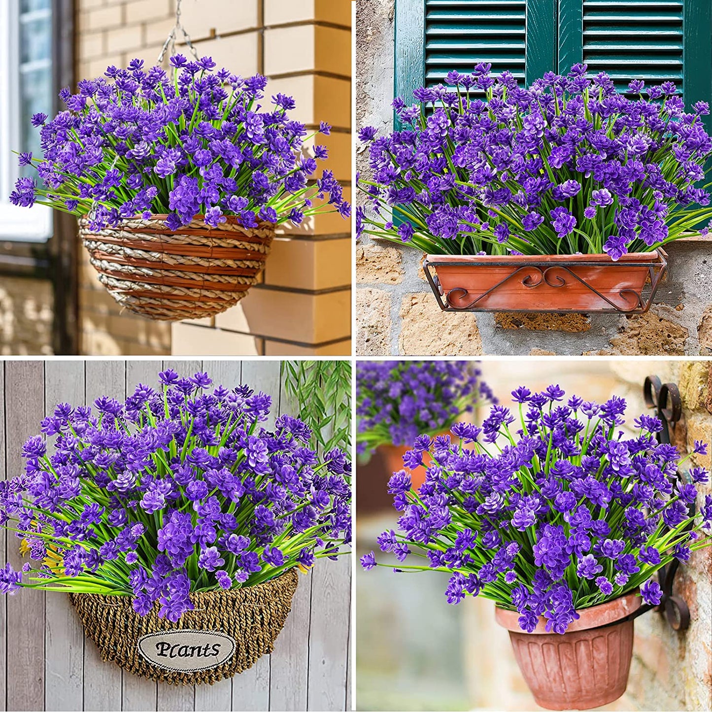 AmyHomie 20 Bundles Artificial Flowers Outdoor UV Resistant Faux Flowers No Fade Fake Plastic Plants Garden Porch Window Box Decorating