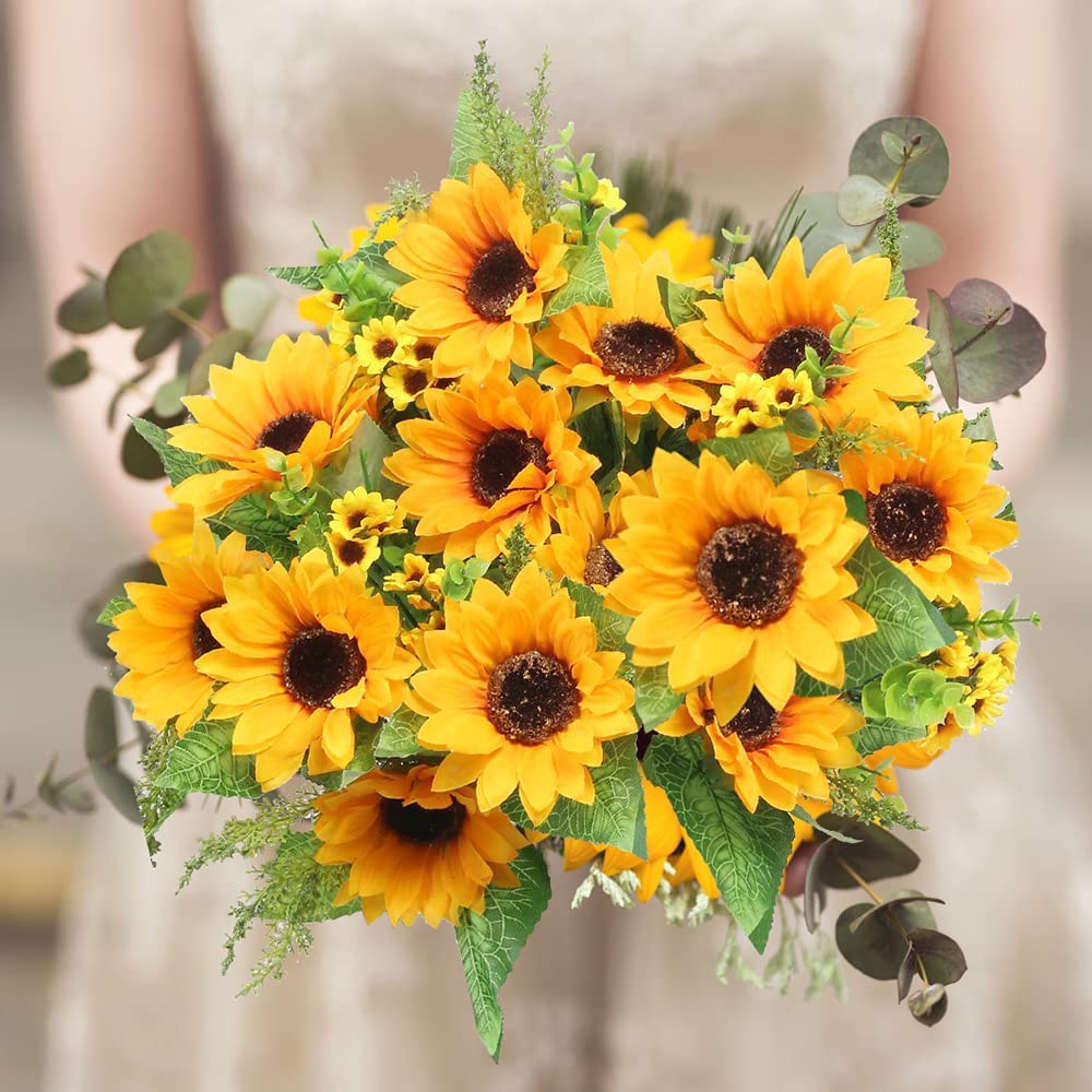 AmyHomie Artificial Flowers, Artificial Sunflower Bouquets, Fake Flowe –